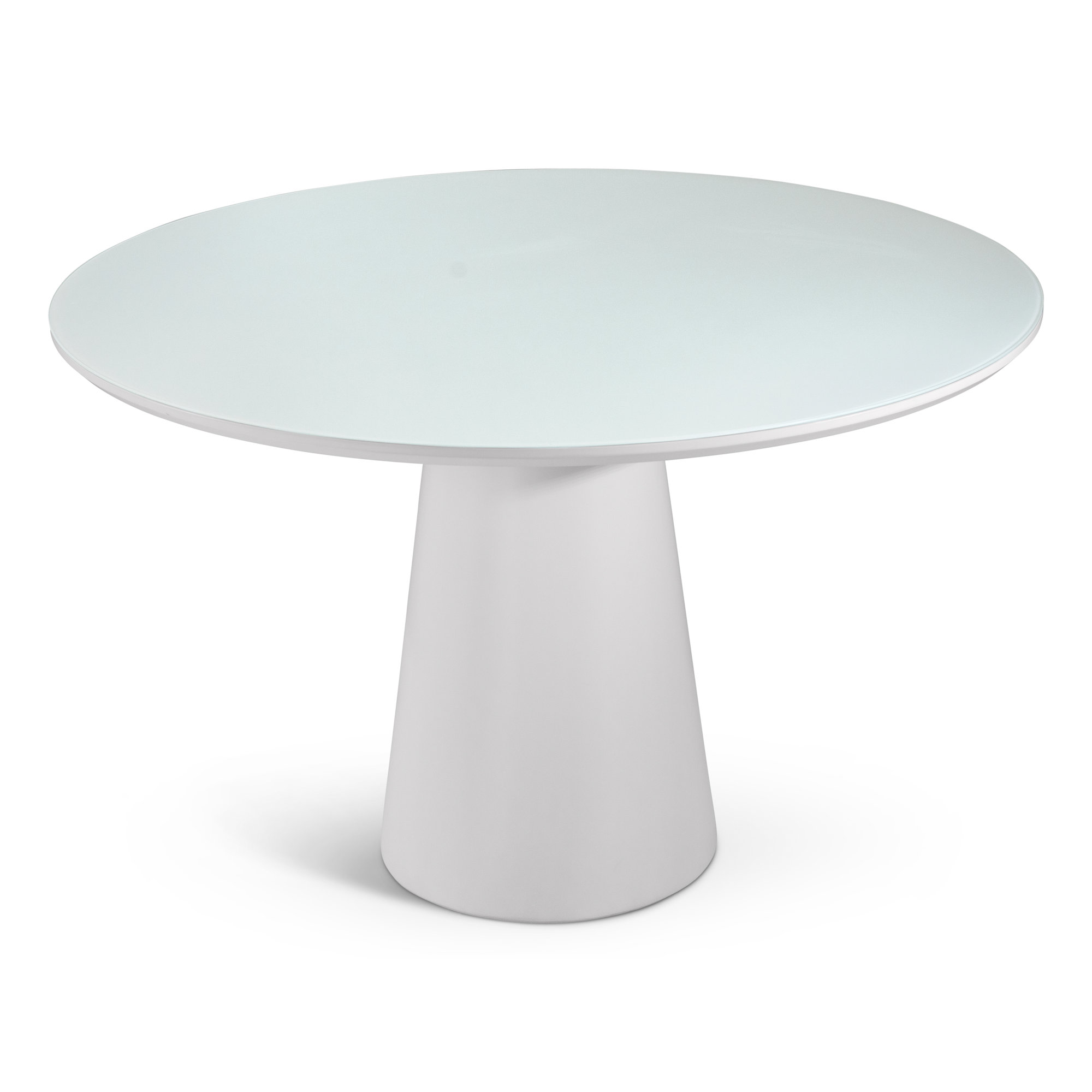 Burdon 47" Glass Top Pedestal Dining Table, White