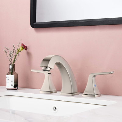 2 8" Widespread Bathroom Faucet, Brushed Golden, With Pop Up Drain And Resistance To Wear Sink 2 Handles, Drain, Surface
