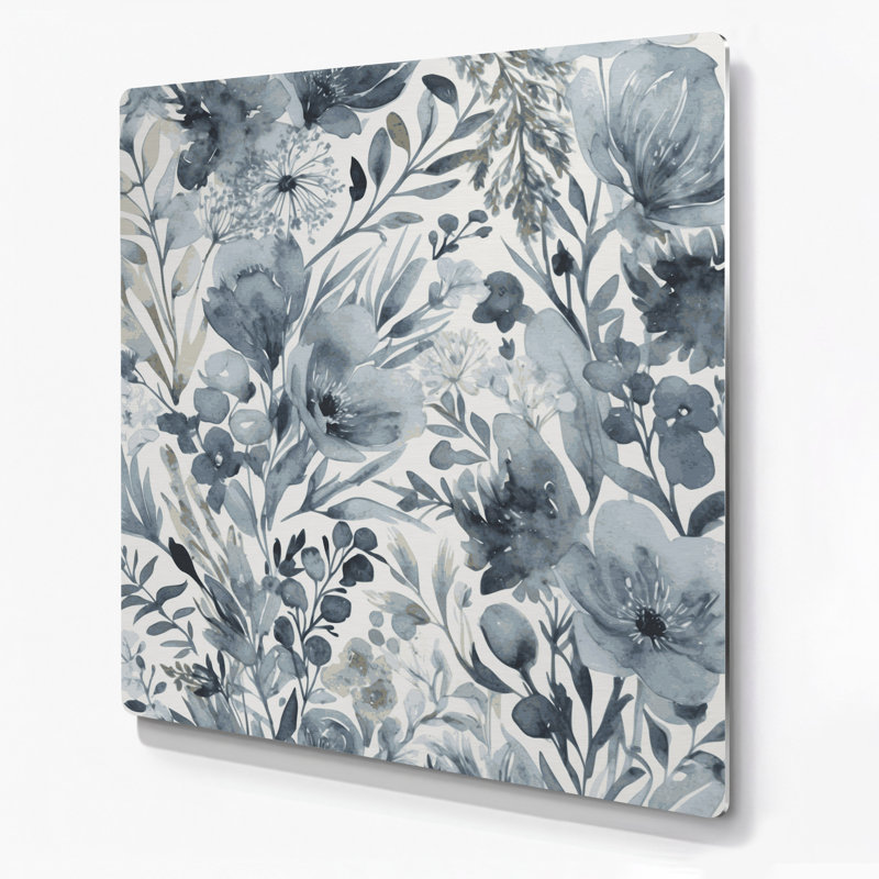 Art mural aquarelle floral bleu 69, H 32 po x l 32 po