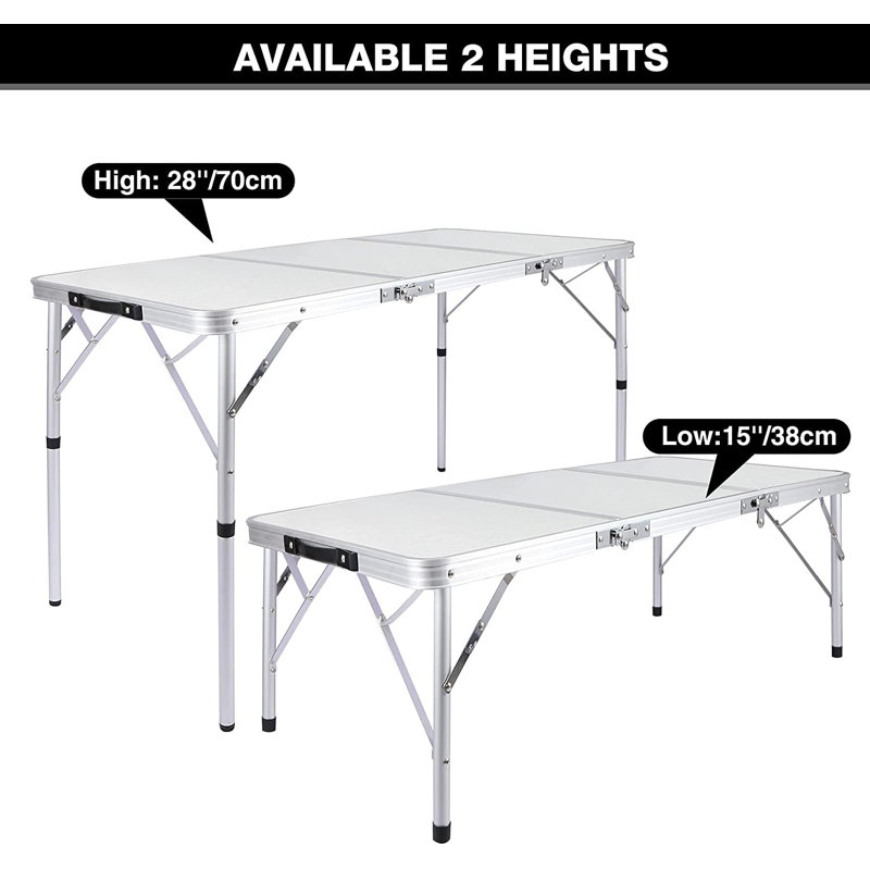 Provaire Rectangular Wood Metal Folding Outdoor Camping Table , 48'' in. W 24'' in. D
