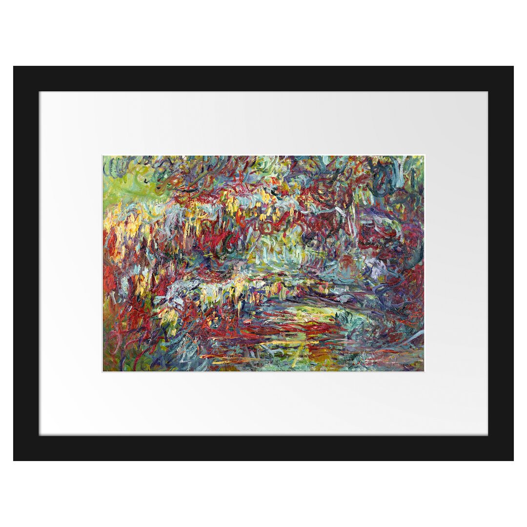 Gerahmter Kunstdruck Japanese Bridge over Lily Pond V von Claude Monet