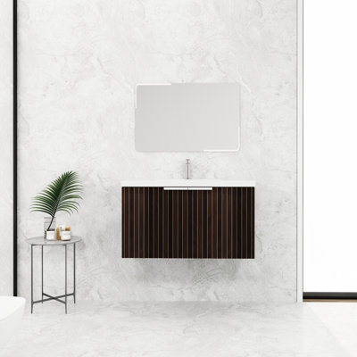 36" Bathroom Storage Cabinet With Resin Sink. Soft Close Manifestation Point, Wall Mount. Stripe . Sufficient Accessibility Sink 36 Inch. Arrival Beauty. Generous Possibility