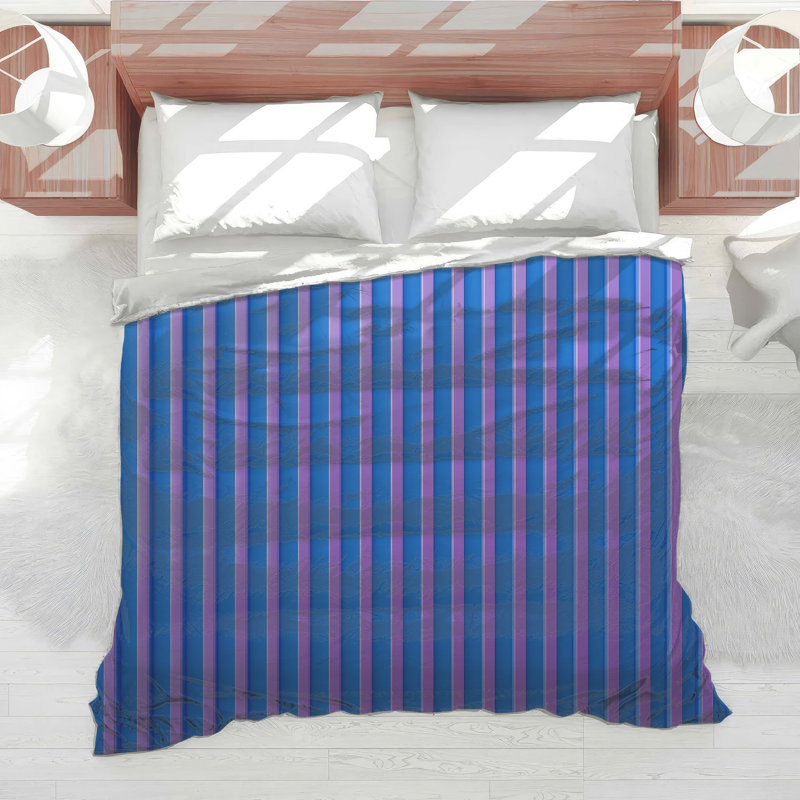 Blue Pink Vertical Stripes Comforter, King