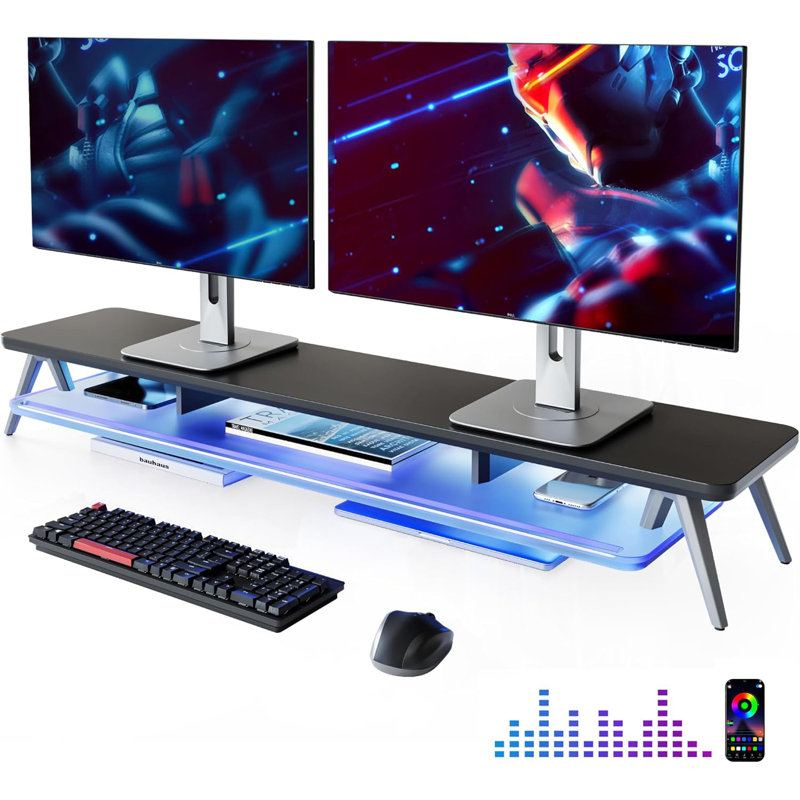 Wood Monitor Stand, Black