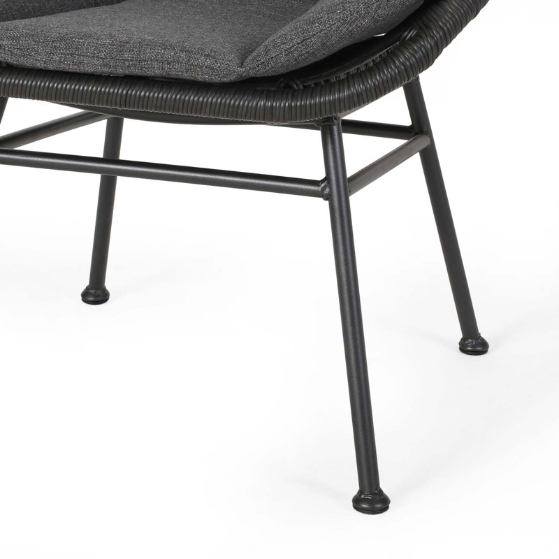 Ensemble de 2 chaises de patio avec coussins Frazer, Gris, Noir