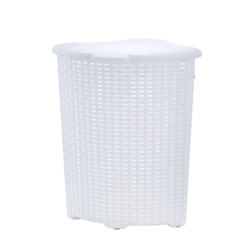 Jaliyah Plastic Laundry Hamper with Handles, White