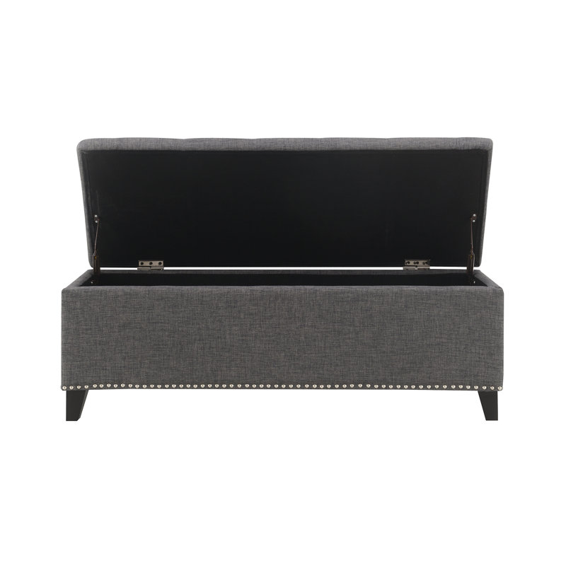 Linen Upholstered Bench, Gray