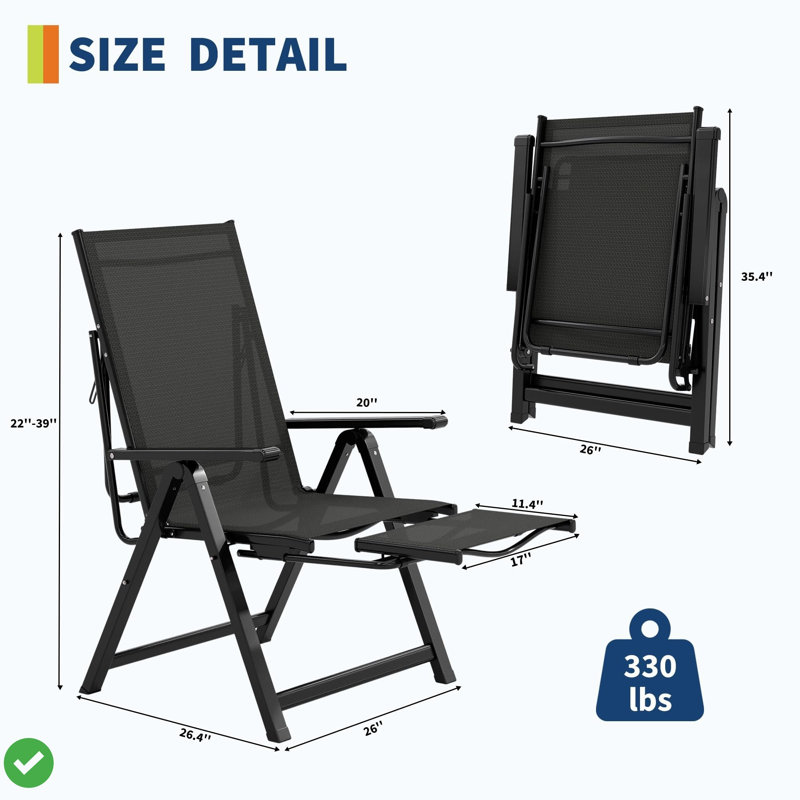 Fauteuils inclinables d'extérieur inclinables et inclinables avec dossier réglable à 10 positions