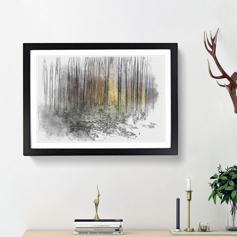 Forest Dreams in Abstract - Picture Frame Graphic Art Print, 36cm H x 48cm W x 2cm D, Black Framed