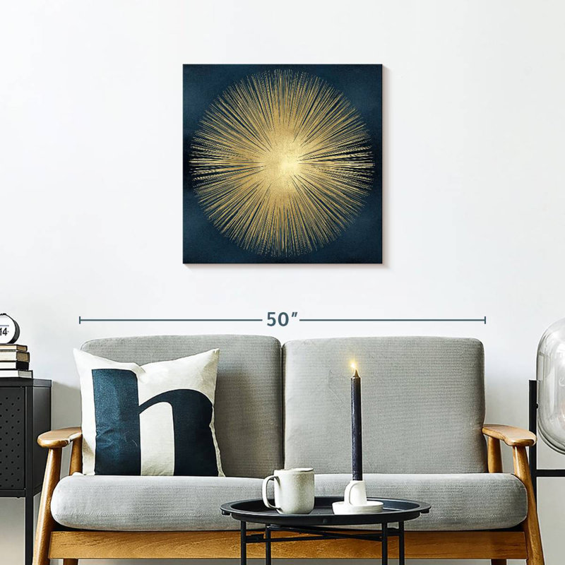 Sunburst Gold On Blue I, 24" H x 24" W