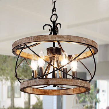Ophelia & Co. Gisbelle 5 - Light Wood Dimmable Geometric Chandelier &  Reviews