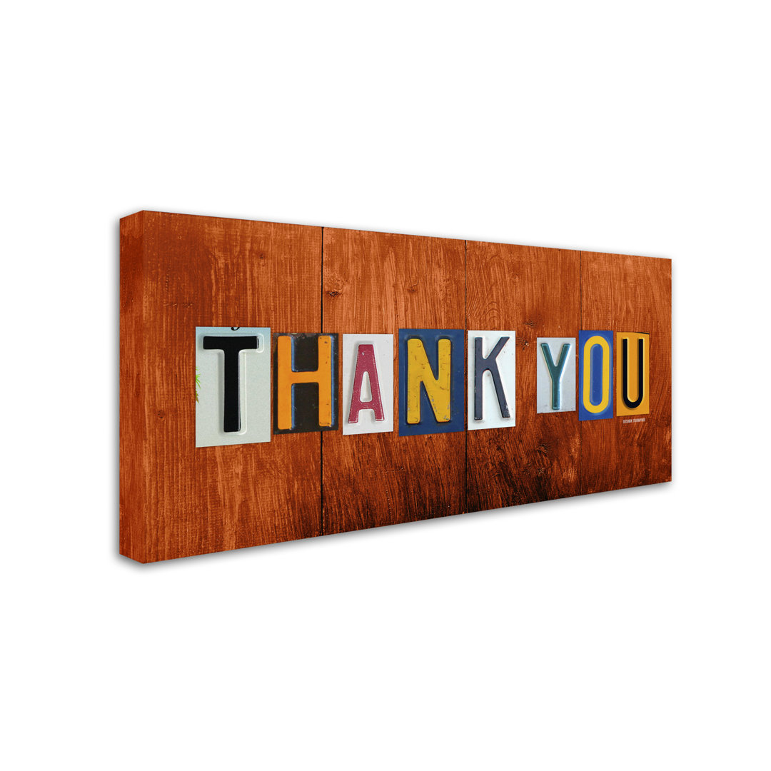 'Thank You' Graphic Art on Wrapped Canvas 17 Stories 