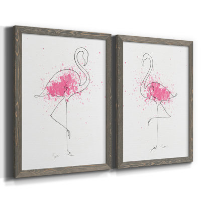 Flamingo Splash I - ensemble de 2 reproductions d'art