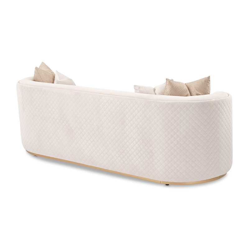 Ariana 83'' Velvet Round Arm Loveseat, Beige, 31" H x 97" W x 35" D