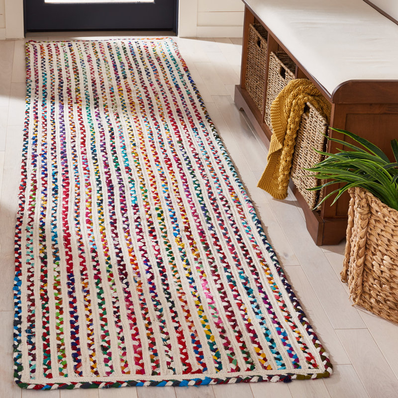 Braided Handmade Cotton Chevron Rug, Runner 2'3" x 9'