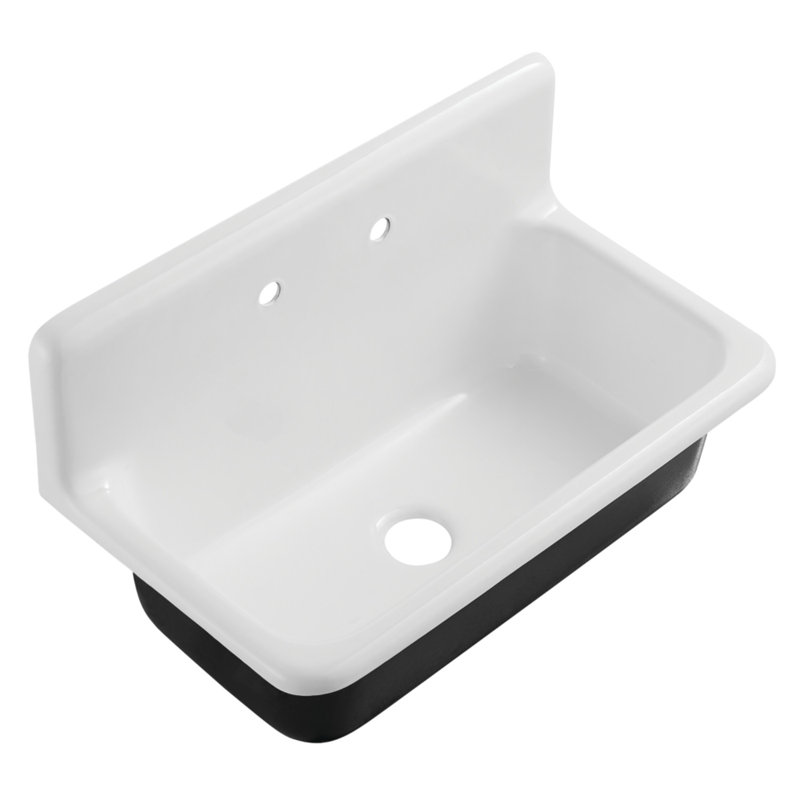 Kingston Brass Petra Galley Cast Iron Wall Mount Kitchen Sink, 20" H x 36" W x 20" D