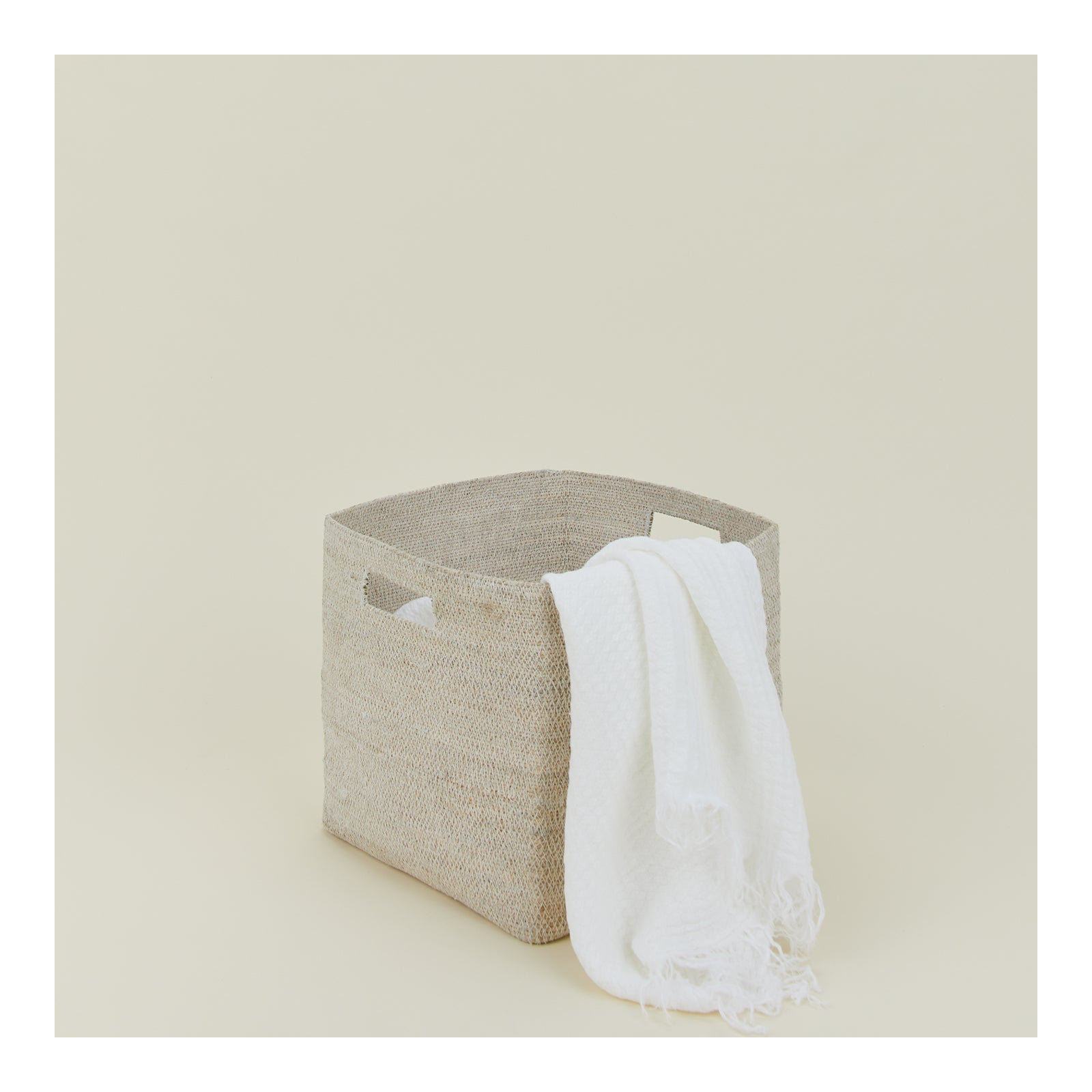 Essential Laundry Basket with Handles, White, 12" H x 13" W x 13" D