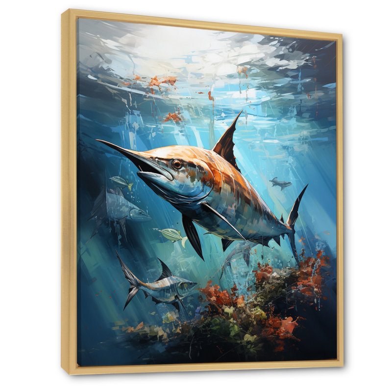 Fishing Majestic Marlins III " Fishing Majestic Marlins III ", 32" H x 24" W x 1" D, Natural Floater Framed