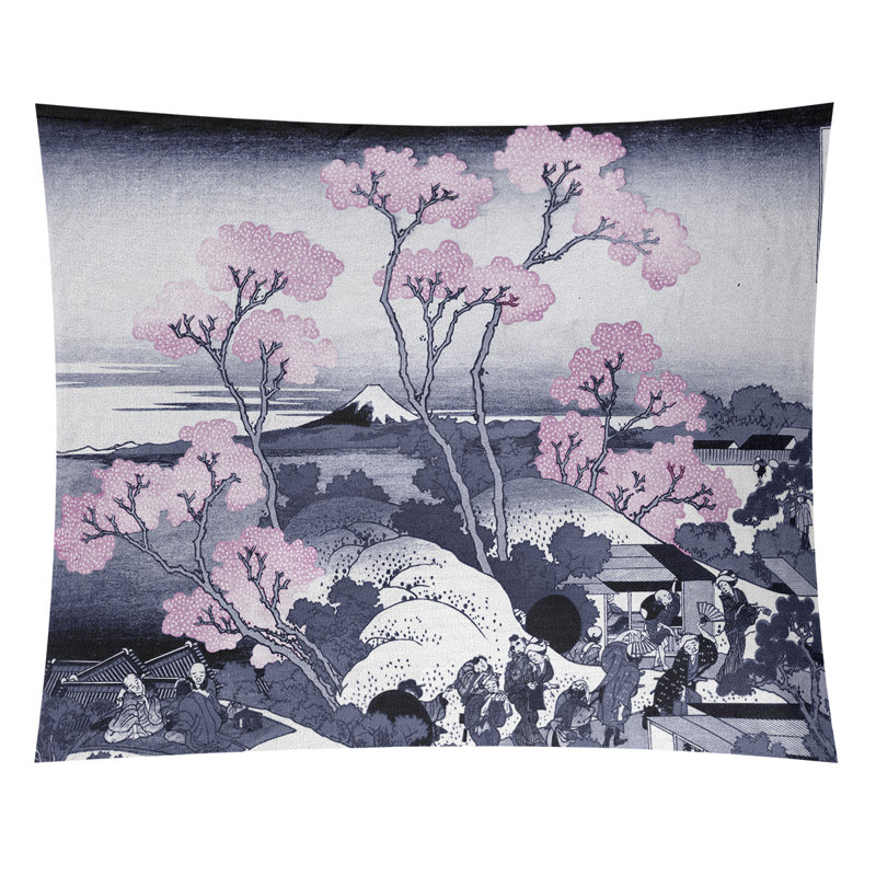 Tapisserie « Mt. Fuji through the Cherry Blossoms », Intérieur, H 54 po x l 63,5 po
