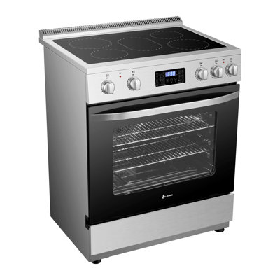 Lanbo 30 Inch 5.9 Cu.ft. Freestanding Electric Convection Range with Air Fry and Rotisserie, 5 Elements and Front Touch Control