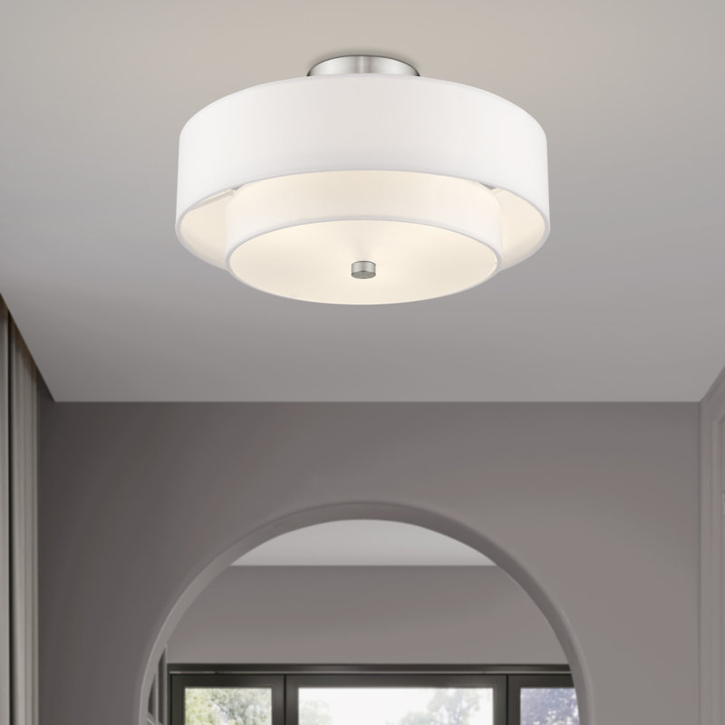 Betel Fabric Semi Flush Mount, Brushed Nickel