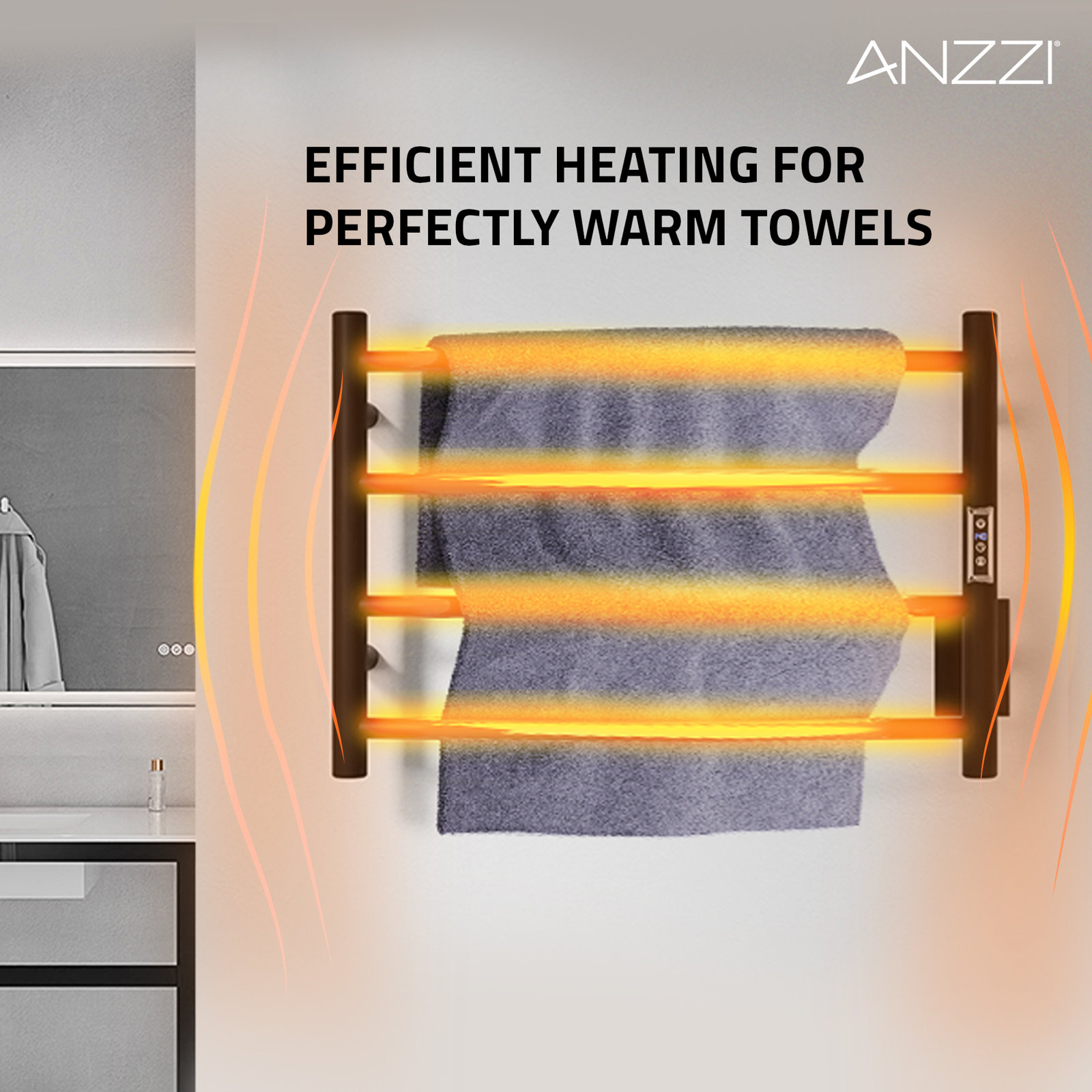 Glow Wall Mount Electric Towel Warmer, Matte Black