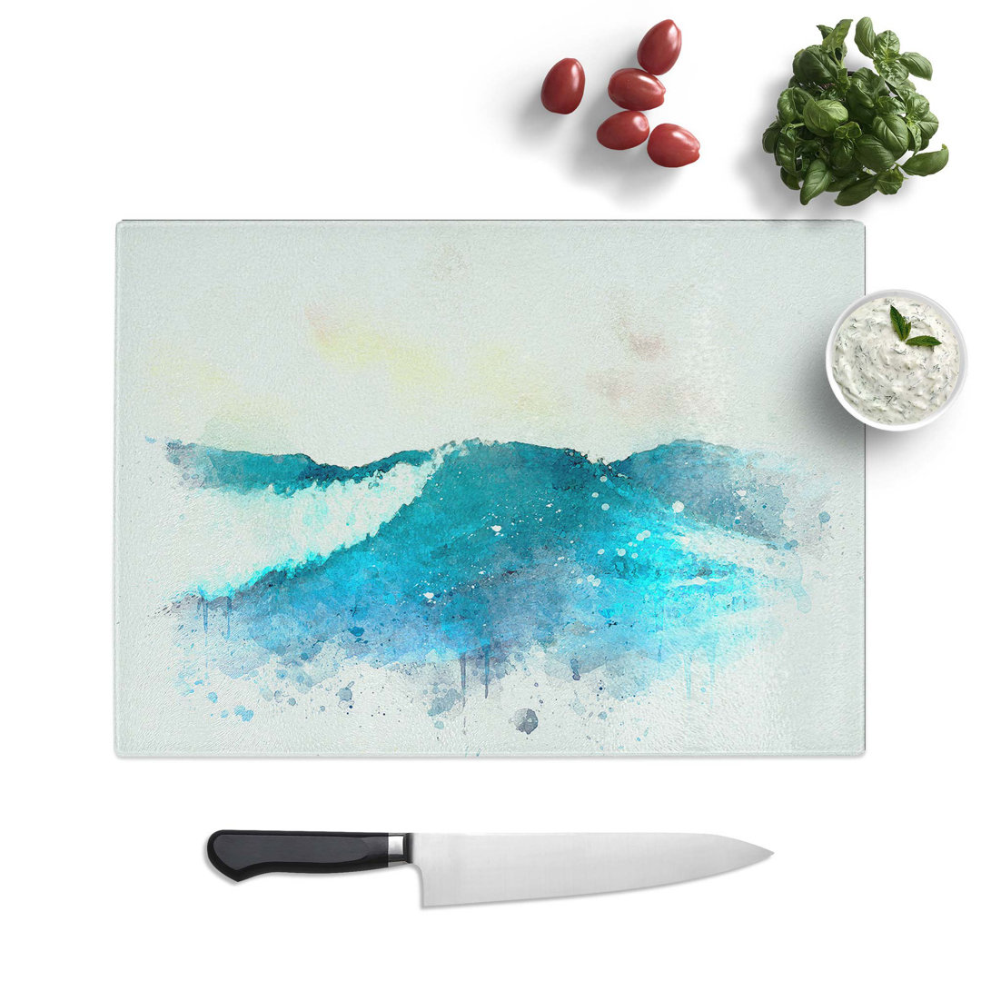 Tempered Glass Rolling Ocean Waves Chopping Board