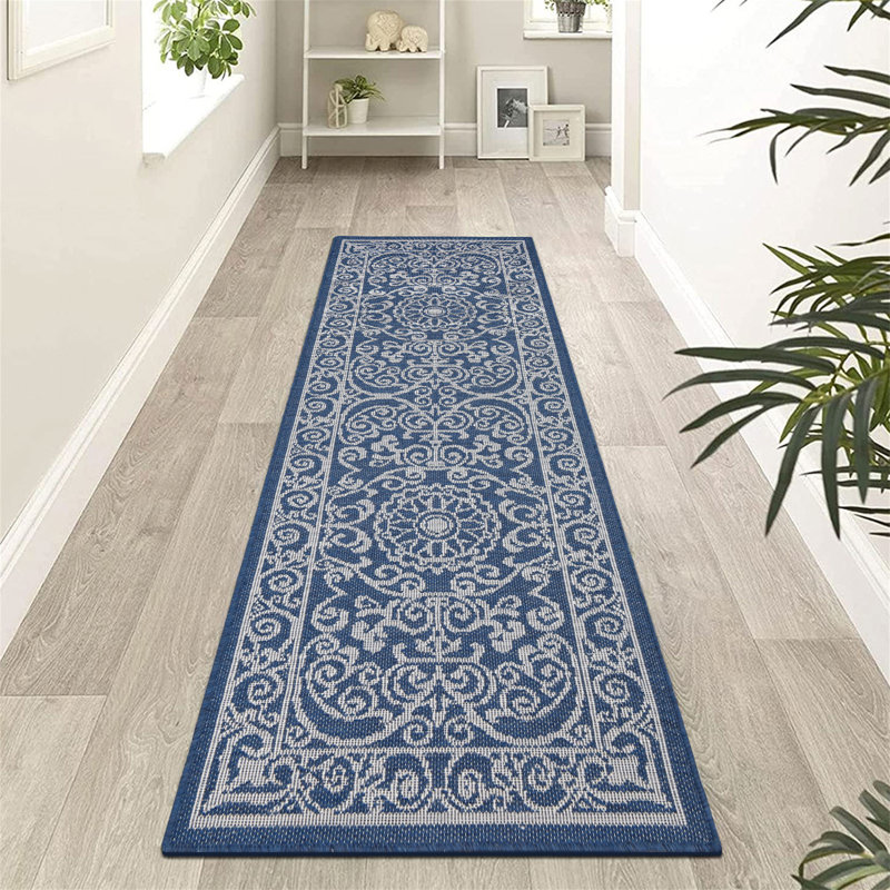 Brunn Geometric Machine Woven Rectangle 2' x 6' Polypropylene Area Rug