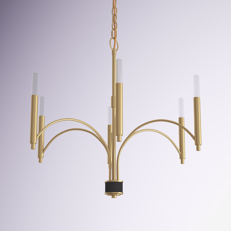 Lochlain 6 - Light Dimmable Classic / Traditional Chandelier, Satin Brass