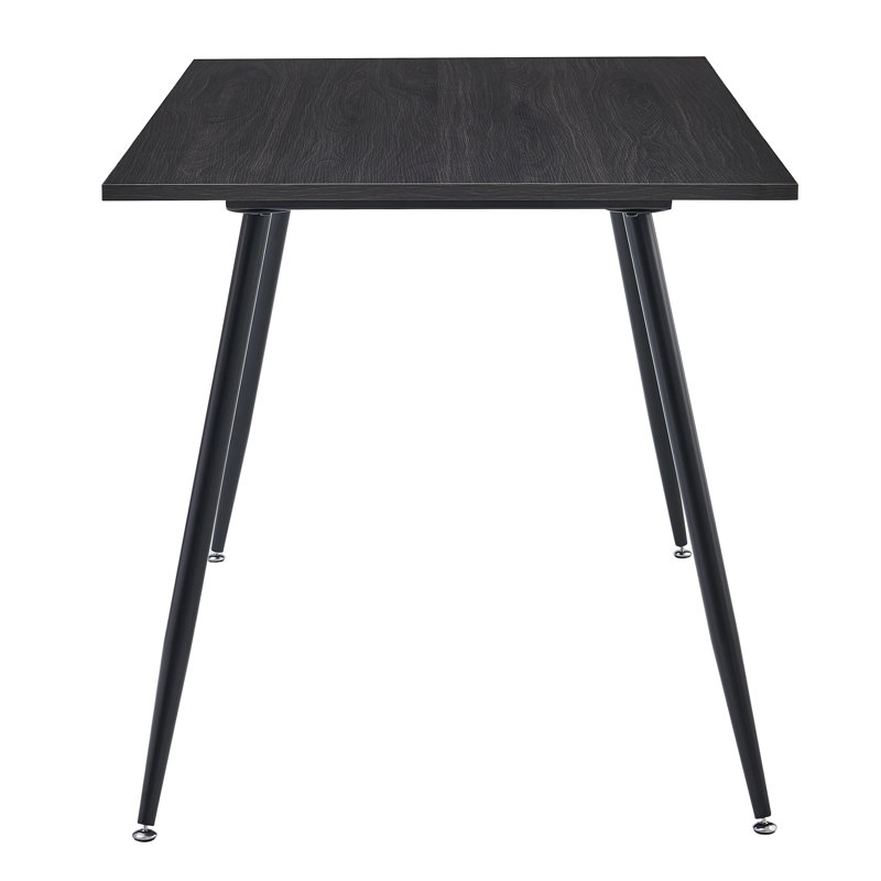 Table de salle à manger moderne 51,2 "avec plateau en bois et pieds en métal noir, Bois espresso