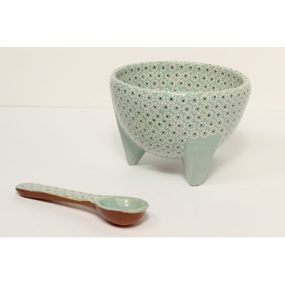 6oz Plomo Ceramic Salsa Bowl W/ Spoon