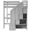 Lit mezzanine double avec bureau en L et tiroirs, armoire et escalier de rangement, gris