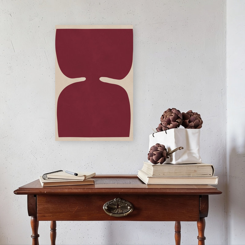 Modern Maroon Form Abstract Bold Contemporary Wall Art Print, 24" H x 16" W