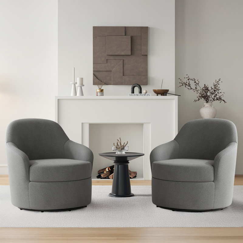 Fauteuil demi-tonneau pivotant avec housse amovible et lavable Modern, Gris