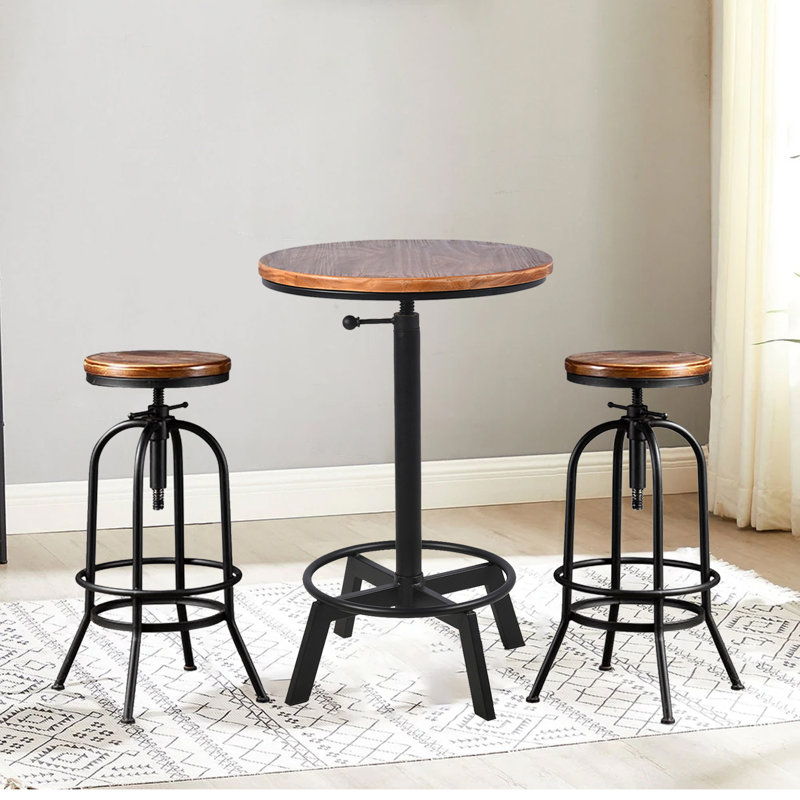 Jollanta 2 - Person Pine Solid Wood Top Pedestal Dining Set, 30.31"H x 23.6"L x 23.60"W