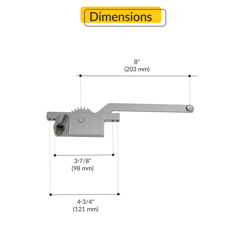  Casement Operator Assembly With Handle Left Hand Type Aluminum Finish, 4.76", Aluminum