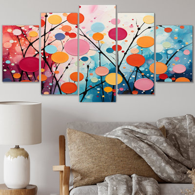 Colorful Mid Century Abstract Fusion VIII - Mid-Century Wall Art Print - 5 Panels
