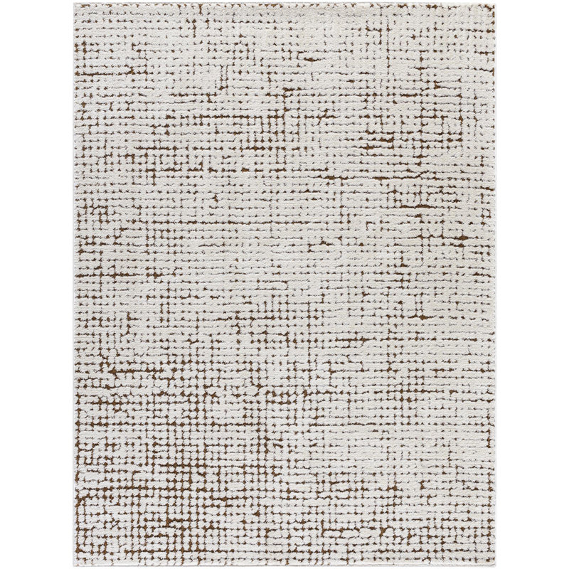 Our PNW Home x Livabliss Boho Scandi High Pile Ivory Brown Area Rug, Rectangle 6'7" x 9'