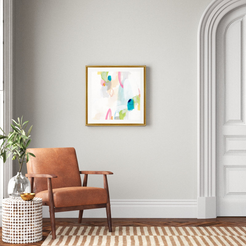 Peinture sur toile, Impression encadrée avec passe-partout, H 26,5 po x l 26,5 po, Doré