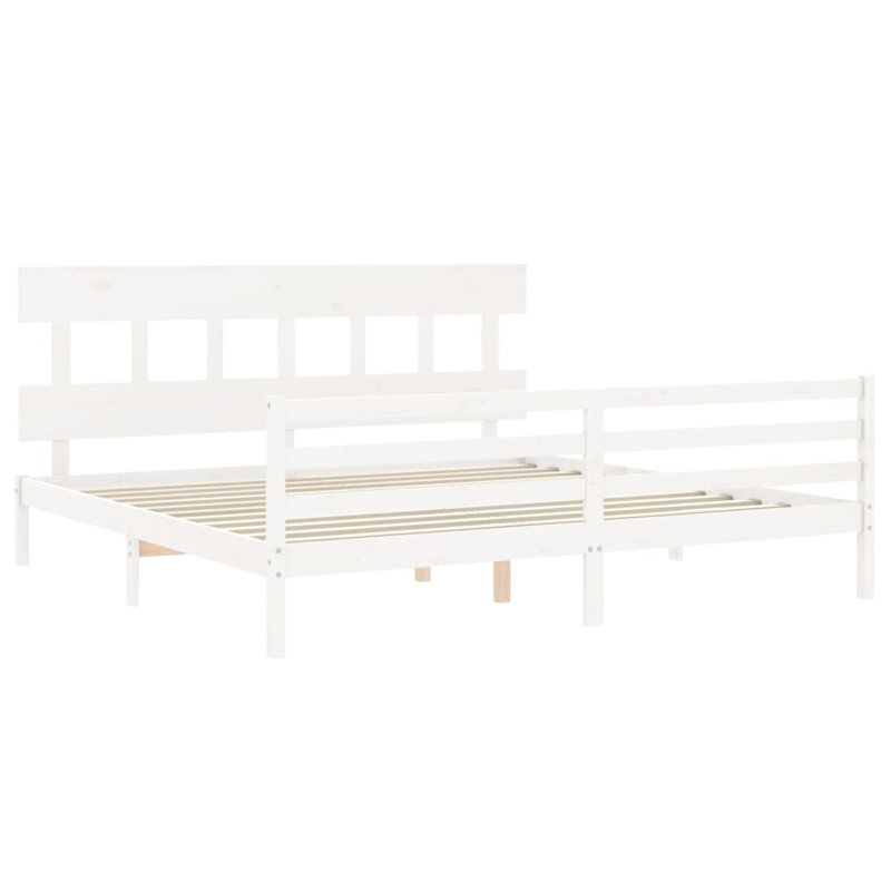 Lochridge Solid Wood Bed, White, 200 x 200 cm