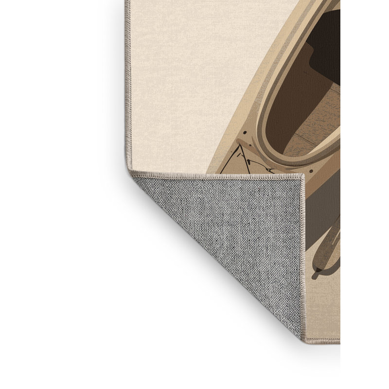 Machine Washable Maurice Kayak Modern Rug in Beige – Beige Binding, 5x7