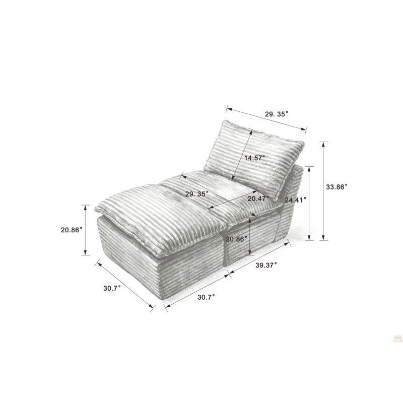 Corduroy Cloud Sofa, Dark Gray Corduroy