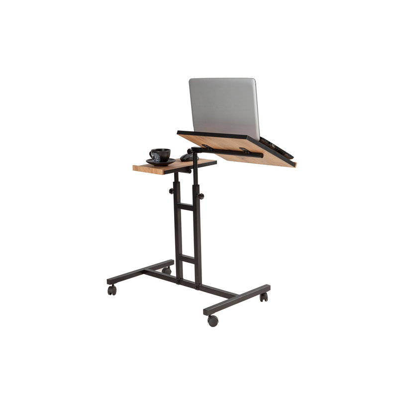 Modern Adjustable Laptop Standing Desk, Atlantic Pine & Black, 26.4 x 34.3 x 15.8 inches | 100% Melamine Coated Particle Board, Metal Frame | Wheeled Legs, Adjustable Height, Maximum Load 17.6 lbs, Multipurpose Design