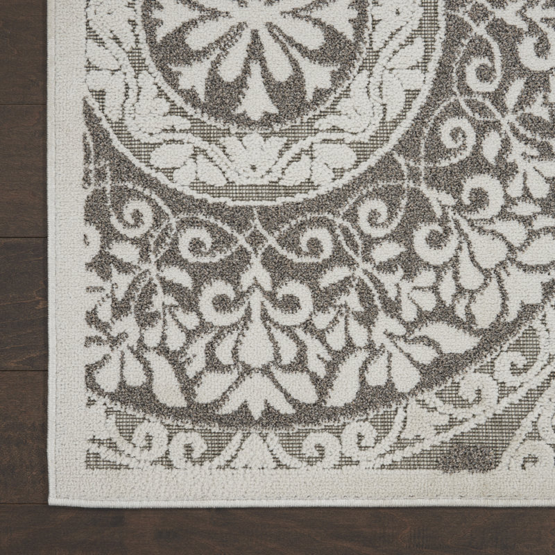 Tapis taupe moderne Romelia, Tapis de couloir 2 pi 2 po x 10 pi