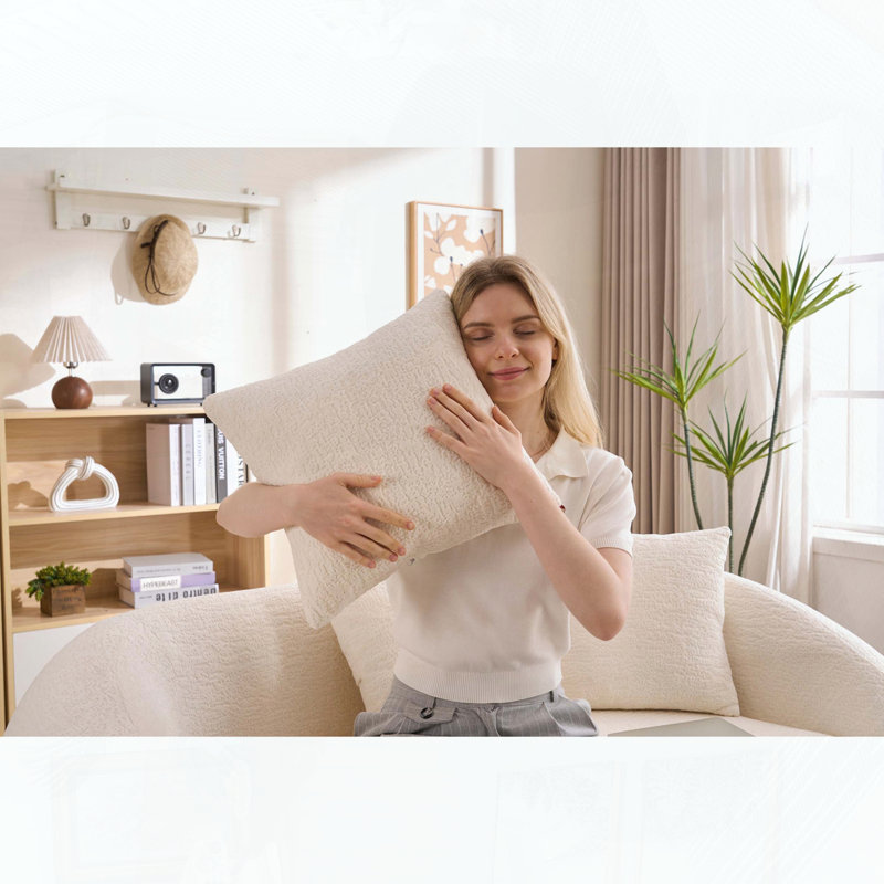 Causeuse incurvée avec 3 coussins Boneless, Blanc cassé