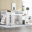 Lit mezzanine simple avec extérieur blanc et espace de rangement - Armoire, tiroir, tablette, coffre-fort de bureau escamotable multifonctionnel