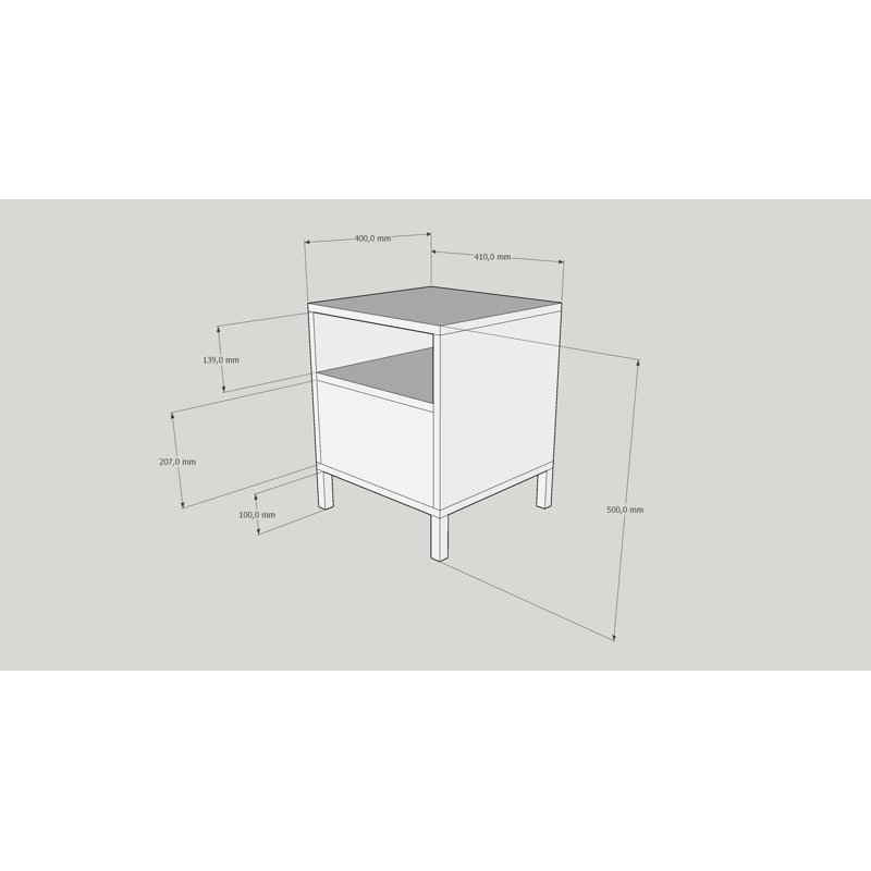 Caola 41cm W Bedside Table, White