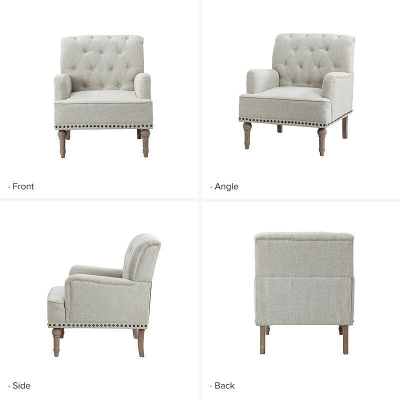Wilkey Armchair with Tufted Back with Solid Wood Legs