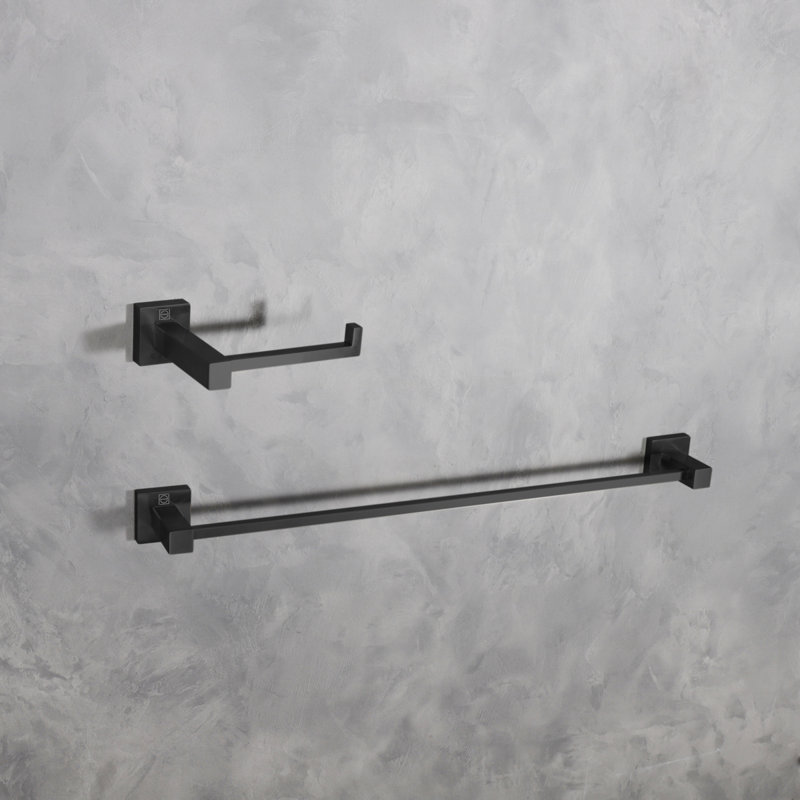 Matte Black Stainless Steel Bathroom Hardware Set, 2-Piece