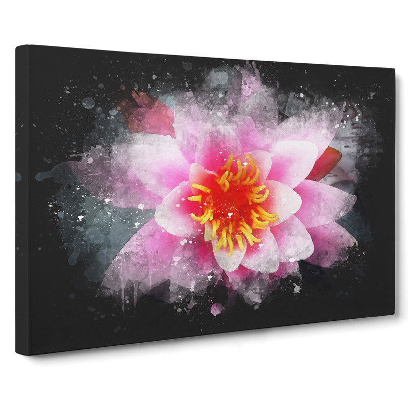 Pink Water Lily Flower Vol.4 - Wrapped Canvas Print, 35cm H x 50cm W x 3cm D